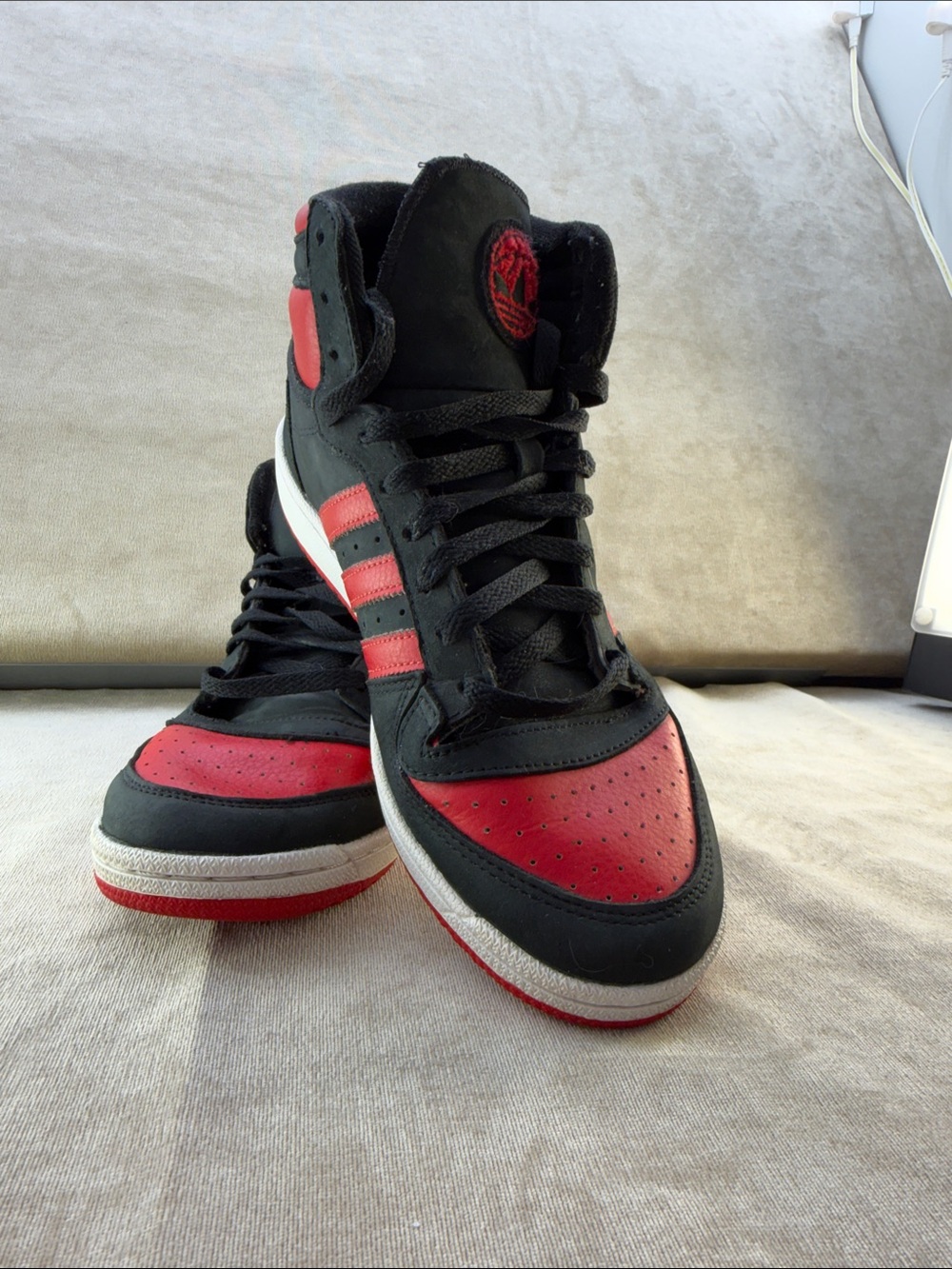 adidas High-Top Sneakers in Black and Red